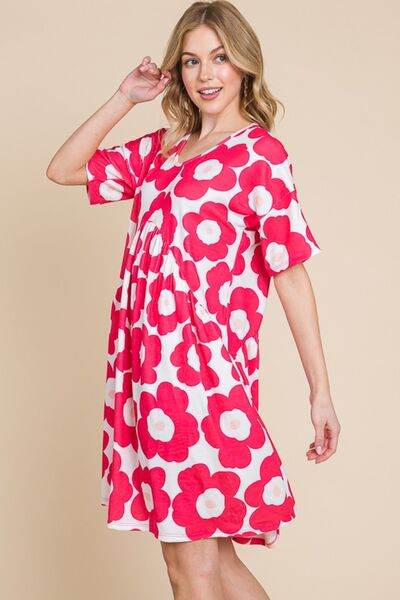 BOMBOM Flower Print Ruched Dress for a perfect OOTD – dress to impress outfits from Amexza