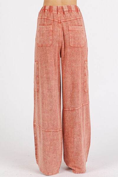 Mittoshop Mineral Wash Drawstring Elastic Waist Pants - Amexza