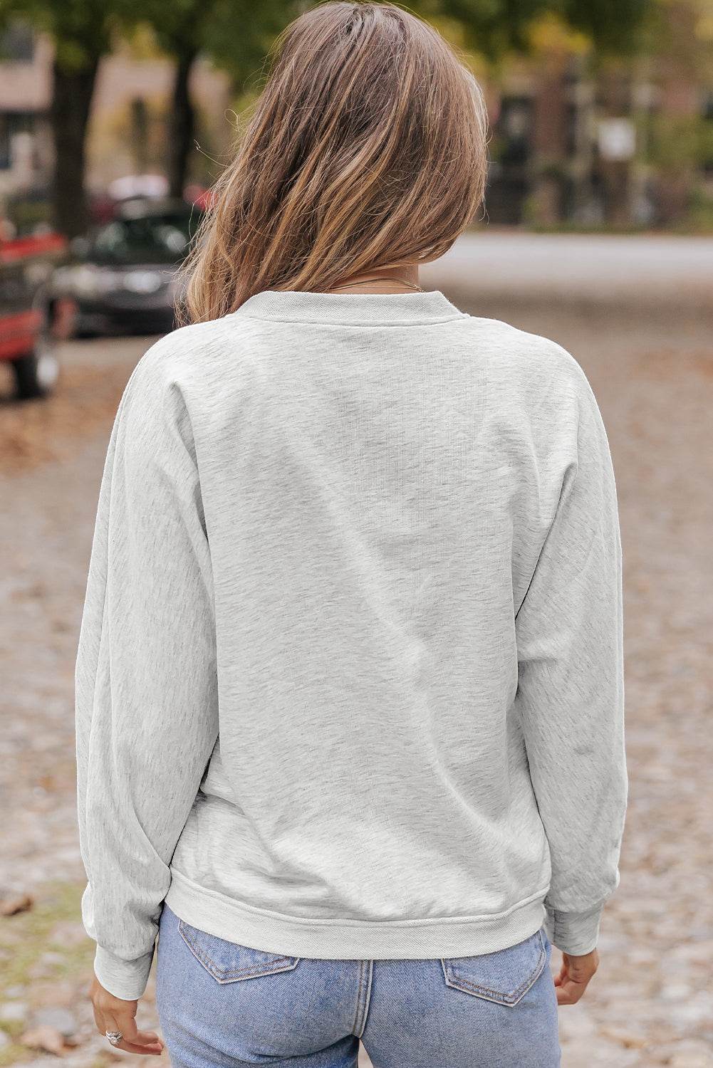 Surplice Long Sleeve Sweatshirt with Pocket - Amexza