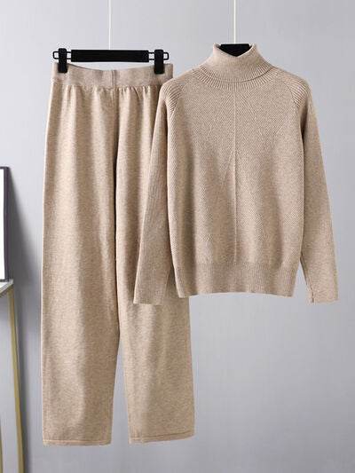 Basic Bae Turtleneck Raglan Sleeve Top and Pants Sweater Set for a perfect OOTD – dress to impress outfits from Amexza