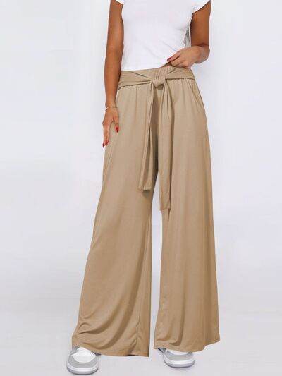 Tied Wide Leg Pants with Pockets for a perfect OOTD – dress to impress outfits from Amexza