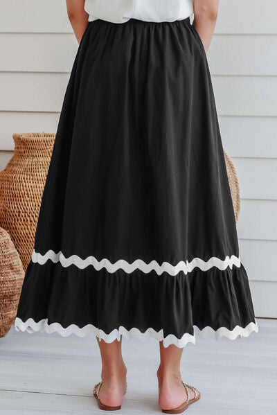 Contrast Trim Elastic Waist Skirt for a perfect OOTD – dress to impress outfits from Amexza