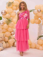 Embroidered Layered Single Shoulder Midi Dress for a perfect OOTD – dress to impress outfits from Amexza