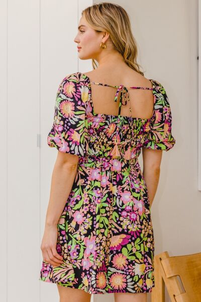 ODDI Full Size Floral Tie-Back Mini Dress for a perfect OOTD – dress to impress outfits from Amexza