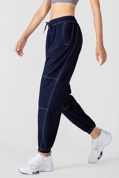 Basic Bae Drawstring Joggers with Pockets Peacock Blue for a perfect OOTD – dress to impress outfits from Amexza