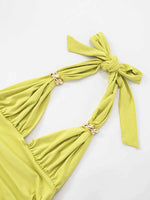 Ruched Halter Neck Bodycon Mini Dress