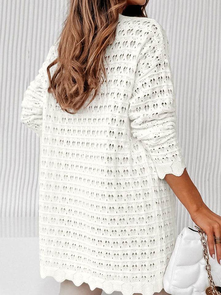 Long Sleeve Openwork Cardigan - Amexza