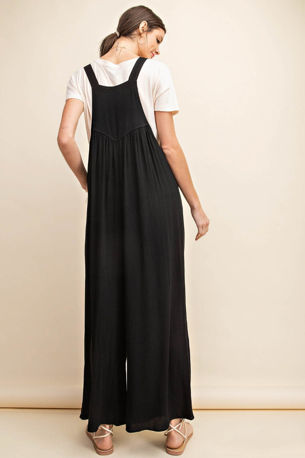 Kori America Full Size Sleeveless Ruched Wide Leg Overalls for a perfect OOTD – dress to impress outfits from Amexza