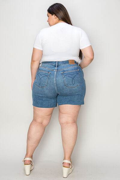 Judy Blue Full Size High Waist Slim Denim Shorts for a perfect OOTD – dress to impress outfits from Amexza