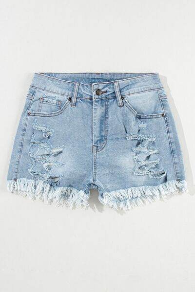 Distressed Raw Hem Denim Shorts for a perfect OOTD – dress to impress outfits from Amexza