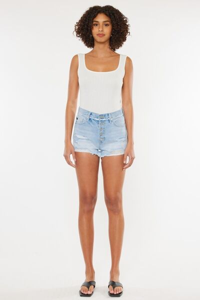 Kancan Distressed Button Fly Denim Shorts for a perfect OOTD – dress to impress outfits from Amexza