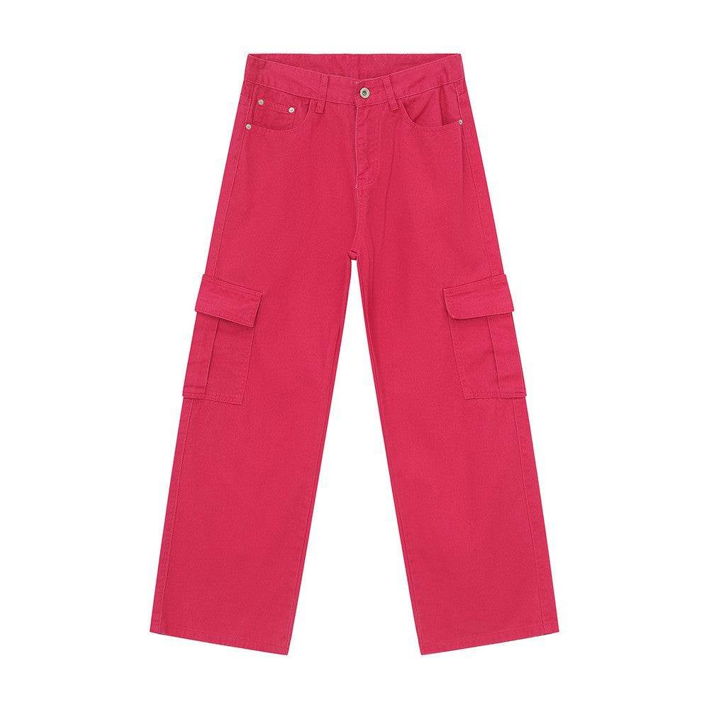 Wide Leg Cargo Jeans Hot Pink XL for a perfect OOTD – dress to impress outfits from Amexza