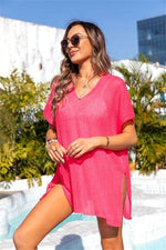 Angel Wings Slit V-Neck Short Sleeve Cover Up for a perfect OOTD – dress to impress outfits from Amexza