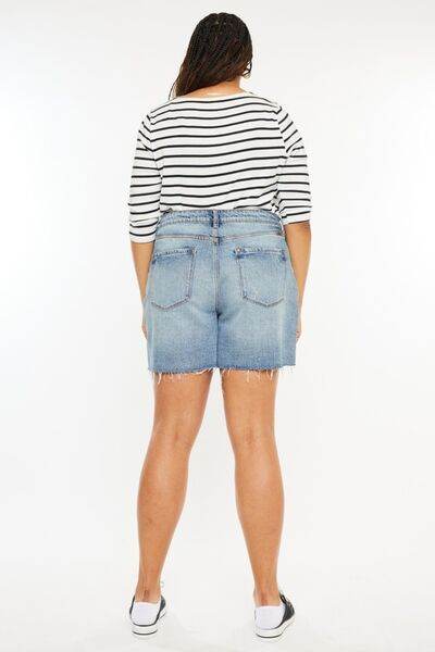 Kancan Full Size Raw Hem High Waist Denim Shorts for a perfect OOTD – dress to impress outfits from Amexza