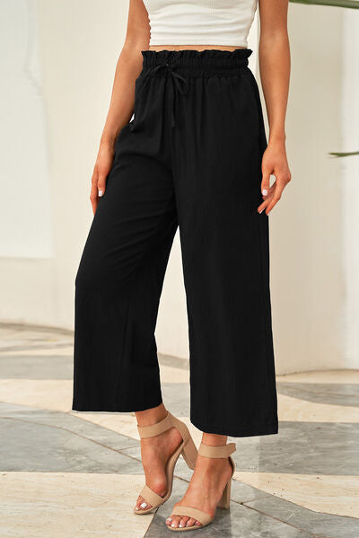 Drawstring Paperbag Waist Wide Leg Pants for a perfect OOTD – dress to impress outfits from Amexza