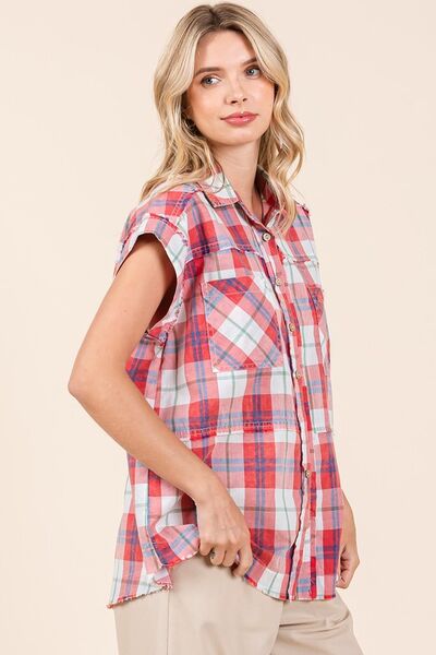 Mittoshop Mineral Wash Plaid Button Down Shirt for a perfect OOTD – dress to impress outfits from Amexza