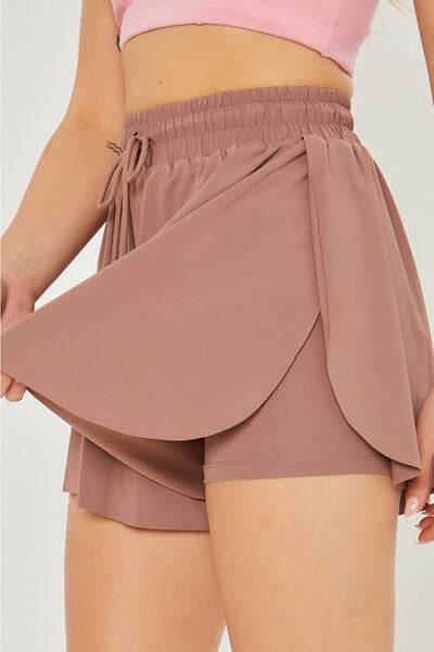 Love Tree Two In One Drawstring Active Shorts Taupe for a perfect OOTD – dress to impress outfits from Amexza