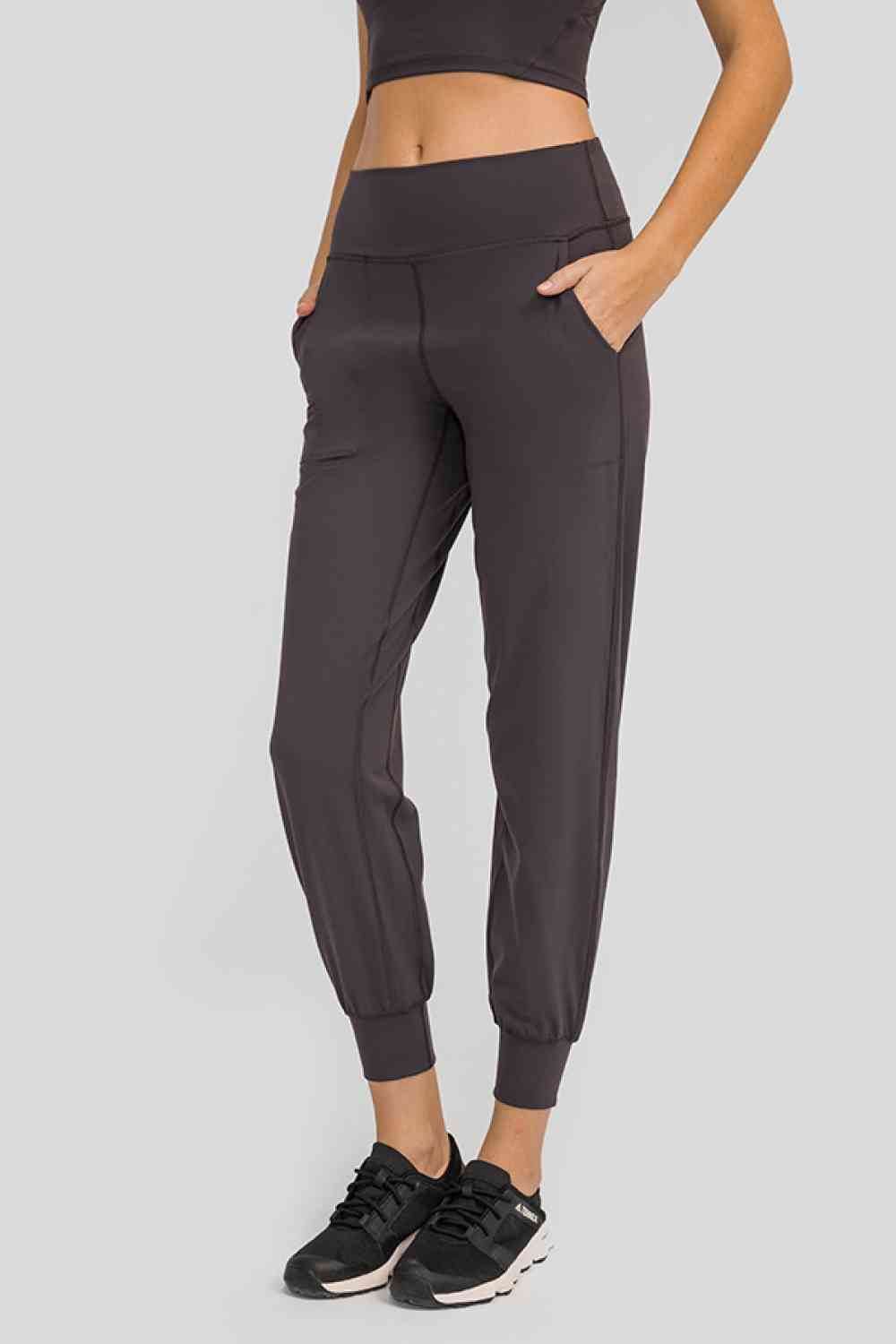 Millennia Wide Waistband Slant Pocket Pants Dark Gray for a perfect OOTD – dress to impress outfits from Amexza