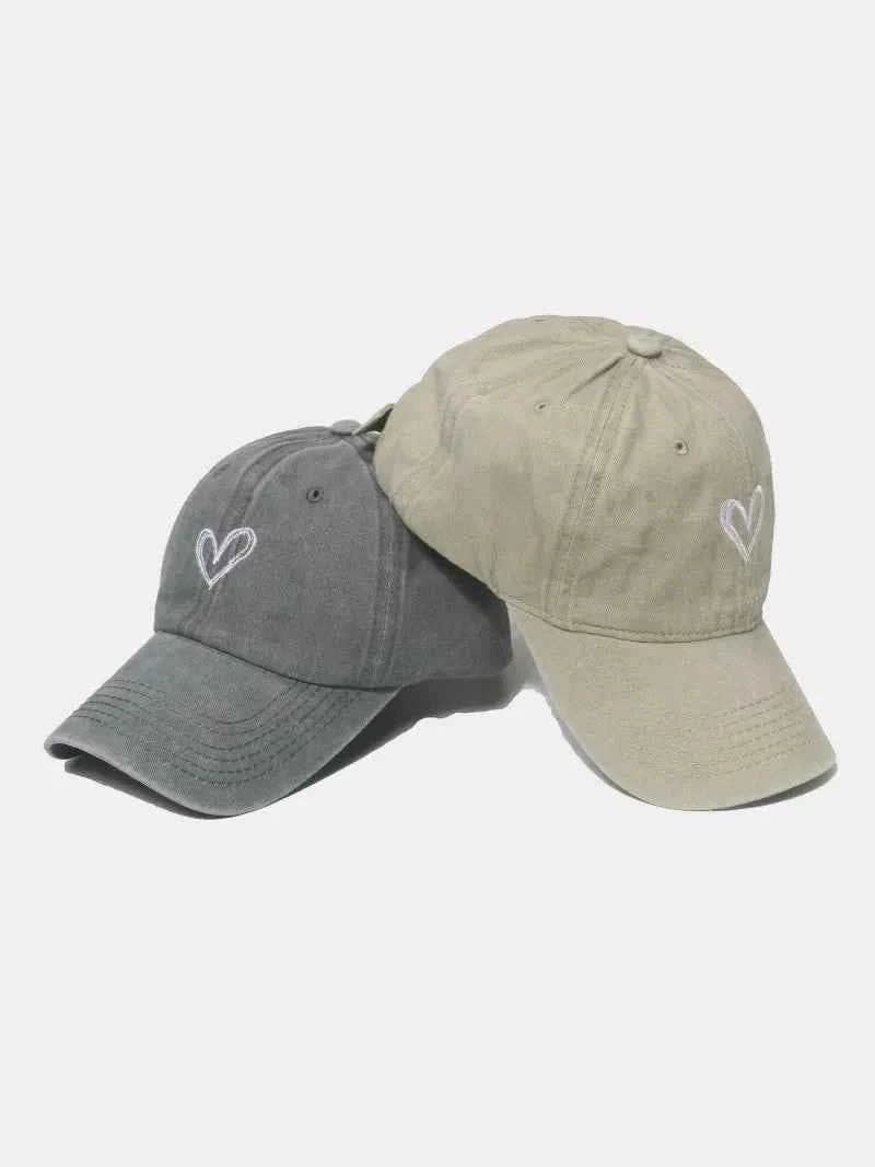 Embroidered Heart Washed Cotton Baseball Cap for a perfect OOTD – dress to impress outfits from Amexza