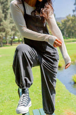 Mono B Drawstring Waist Spaghetti Strap Overalls with Pockets for a perfect OOTD – dress to impress outfits from Amexza