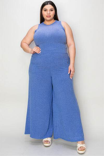 Basic Bae Full Size Ribbed Tank and Wide Leg Pants Set for a perfect OOTD – dress to impress outfits from Amexza