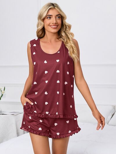 Heart Scoop Neck Tank and Shorts Lounge Set for a perfect OOTD – dress to impress outfits from Amexza