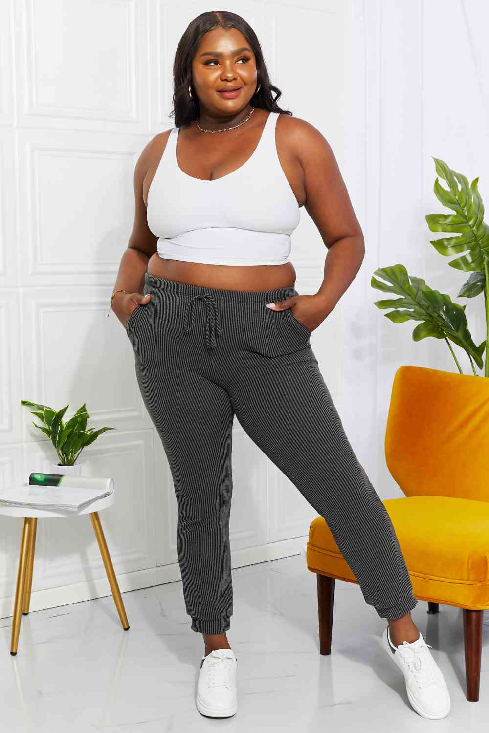 Blumin Apparel Full Size Easy Living Ribbed Joggers for a perfect OOTD – dress to impress outfits from Amexza