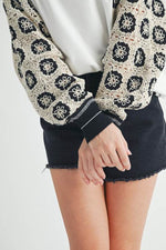 Aemi+Co Crochet Contrast Stitching V Neck Top - Amexza