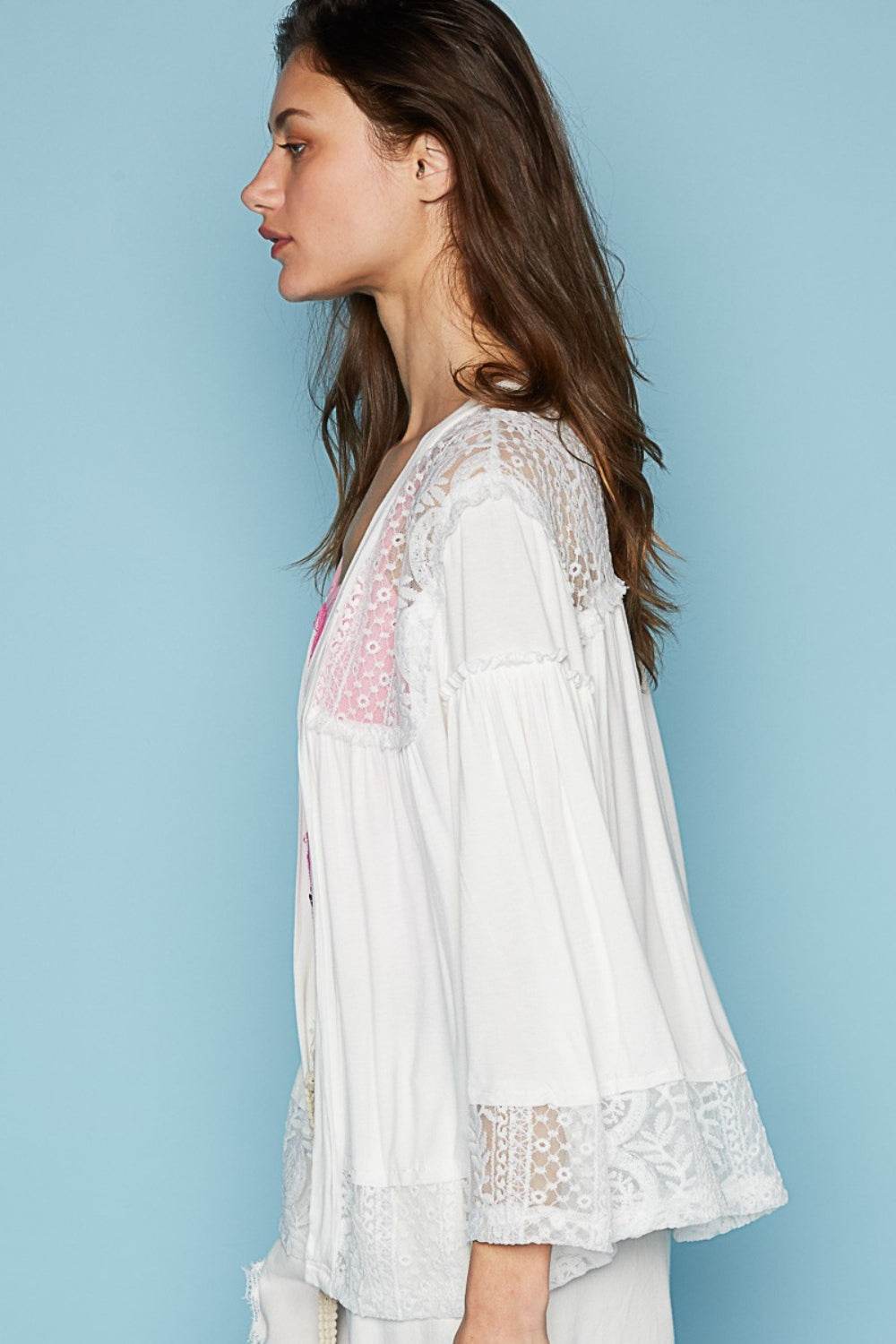 POL Open Front Lace Detail Cardigan for a perfect OOTD – dress to impress outfits from Amexza