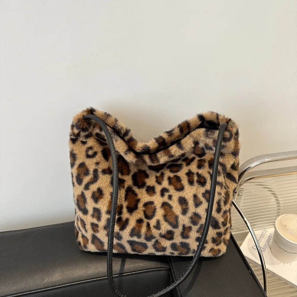 Leopard Furry Shoulder Bag for a perfect OOTD – dress to impress outfits from Amexza