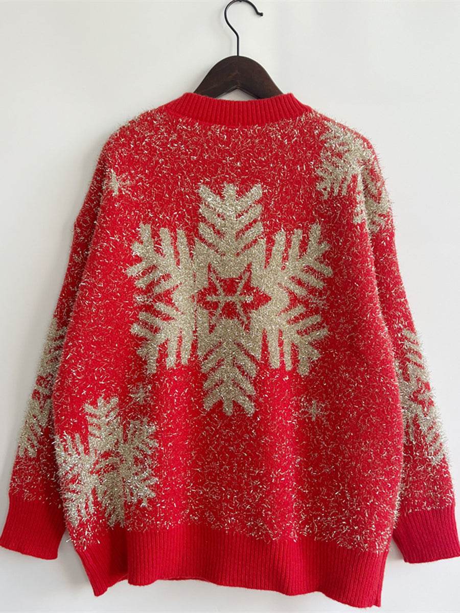 Christmas Element Round Neck Sweater - Amexza