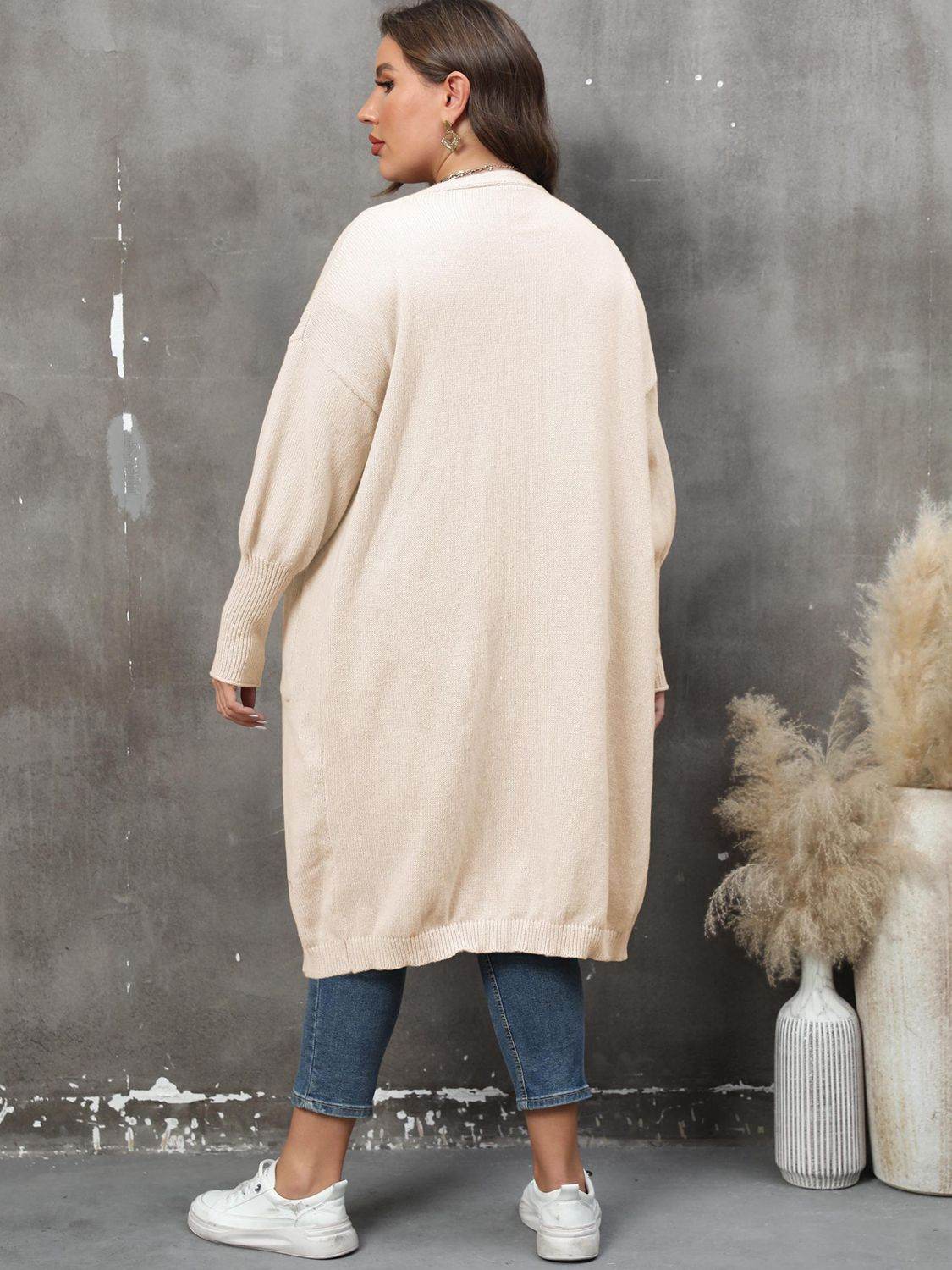 Plus Size Long Sleeve Pocketed Cardigan for a perfect OOTD – dress to impress outfits from Amexza