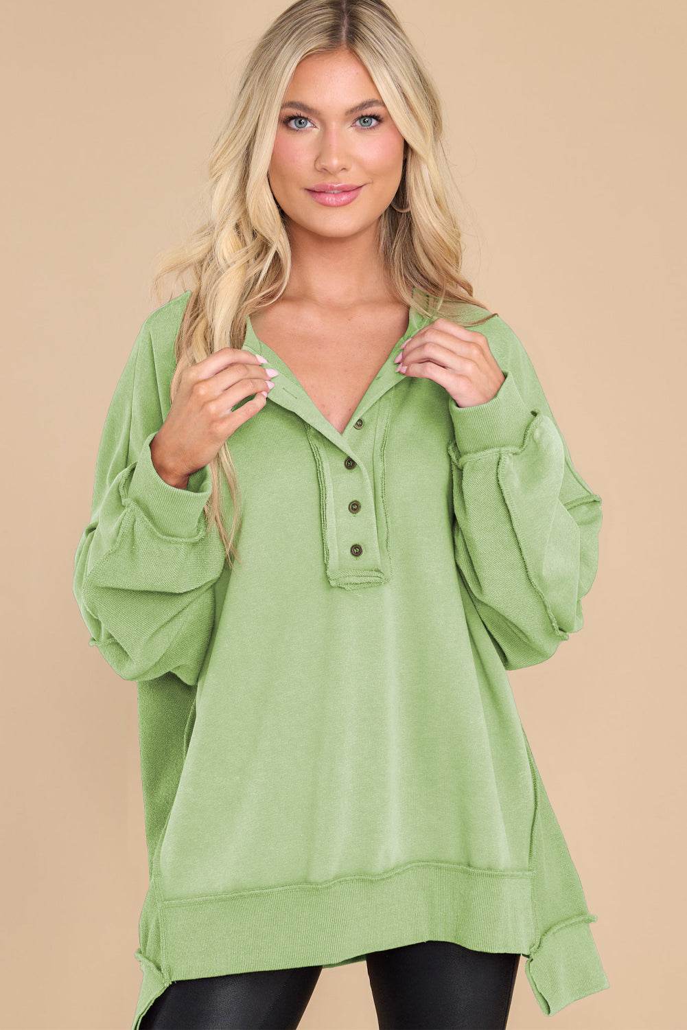 Exposed Seam Long Sleeve Sweatshirt for a perfect OOTD – dress to impress outfits from Amexza