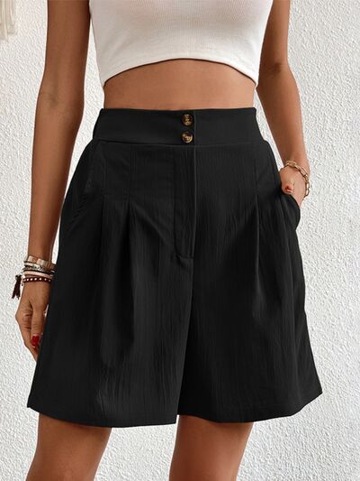 High Waist Shorts with Pockets Black for a perfect OOTD – dress to impress outfits from Amexza