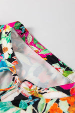 Floral Tie Neck Balloon Sleeve Blouse - Amexza