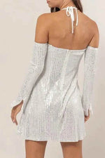 HYFVE Sequin Rosette Halter Mini Dress for a perfect OOTD – dress to impress outfits from Amexza