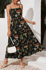 FAM-FAM Tiered Printed Square Neck Cami Dress Black for a perfect OOTD – dress to impress outfits from Amexza