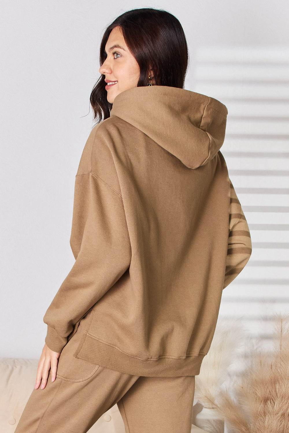 RISEN Drawstring Drop Shoulder Long Sleeve Hoodie for a perfect OOTD – dress to impress outfits from Amexza