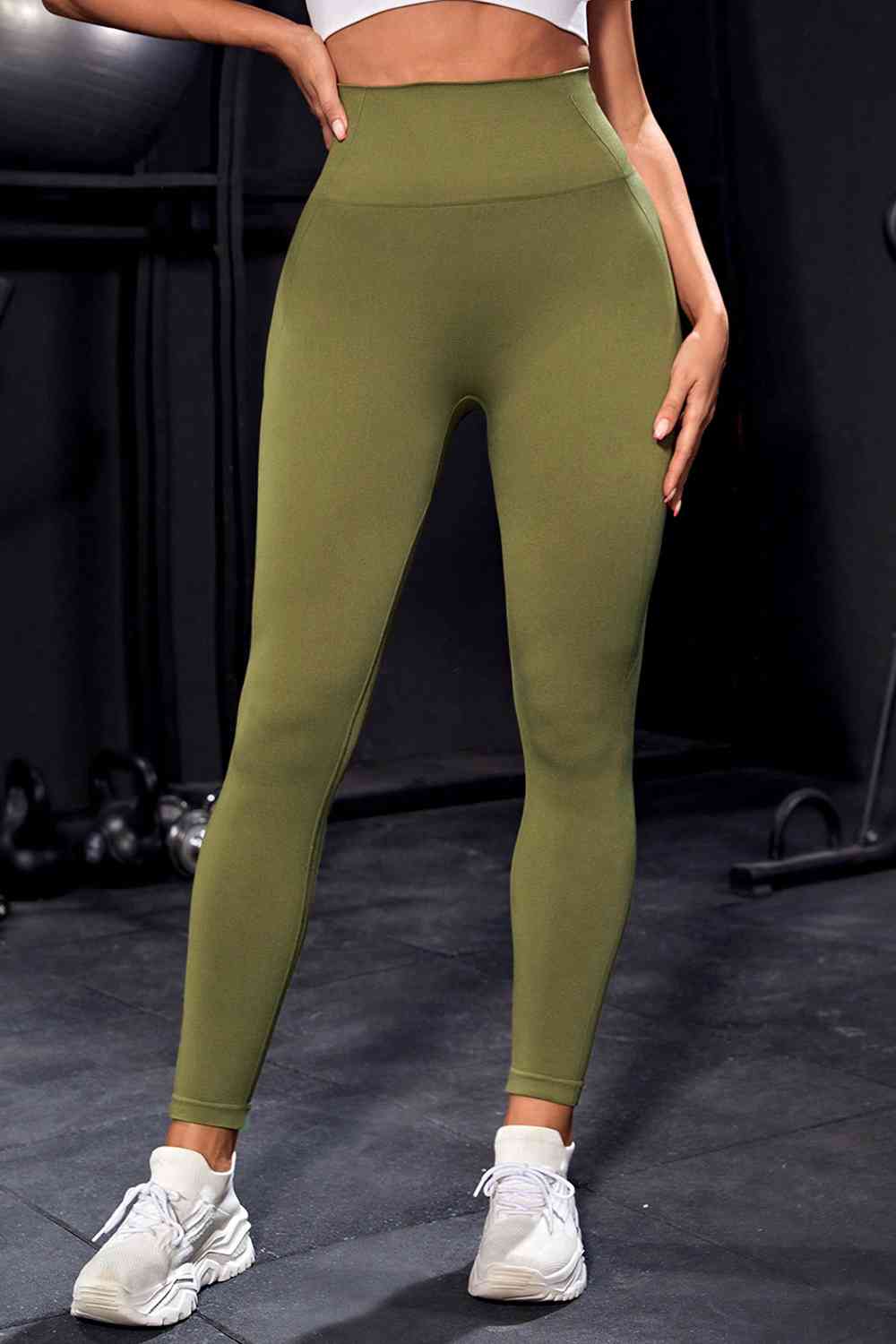 Wide Waistband Sports Leggings Moss for a perfect OOTD – dress to impress outfits from Amexza