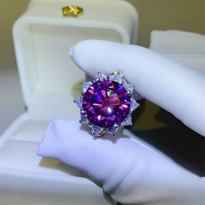 10 Carat Moissanite 925 Sterling Silver Flower Shape Ring Deep Purple for a perfect OOTD – dress to impress outfits from Amexza