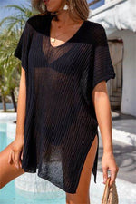 Angel Wings Slit V-Neck Short Sleeve Cover Up for a perfect OOTD – dress to impress outfits from Amexza