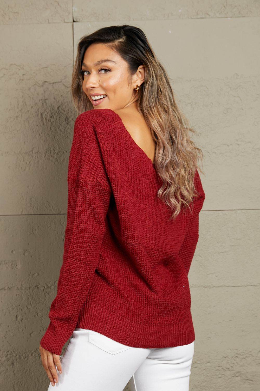 Crisscross Back Boat Neck Sweater for a perfect OOTD – dress to impress outfits from Amexza