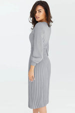 Round Neck Long Sleeve Pleated Sweater Dress for a perfect OOTD – dress to impress outfits from Amexza