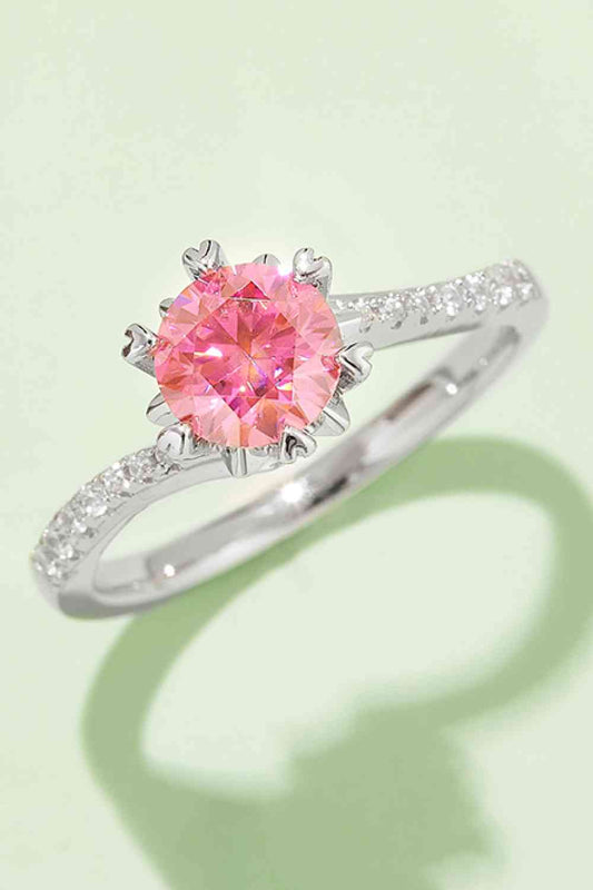 1 Carat Moissanite 925 Sterling Silver Ring Hot Pink for a perfect OOTD – dress to impress outfits from Amexza