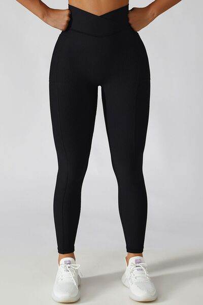 Basic Bae Crossover Waist Active Leggings Black for a perfect OOTD – dress to impress outfits from Amexza