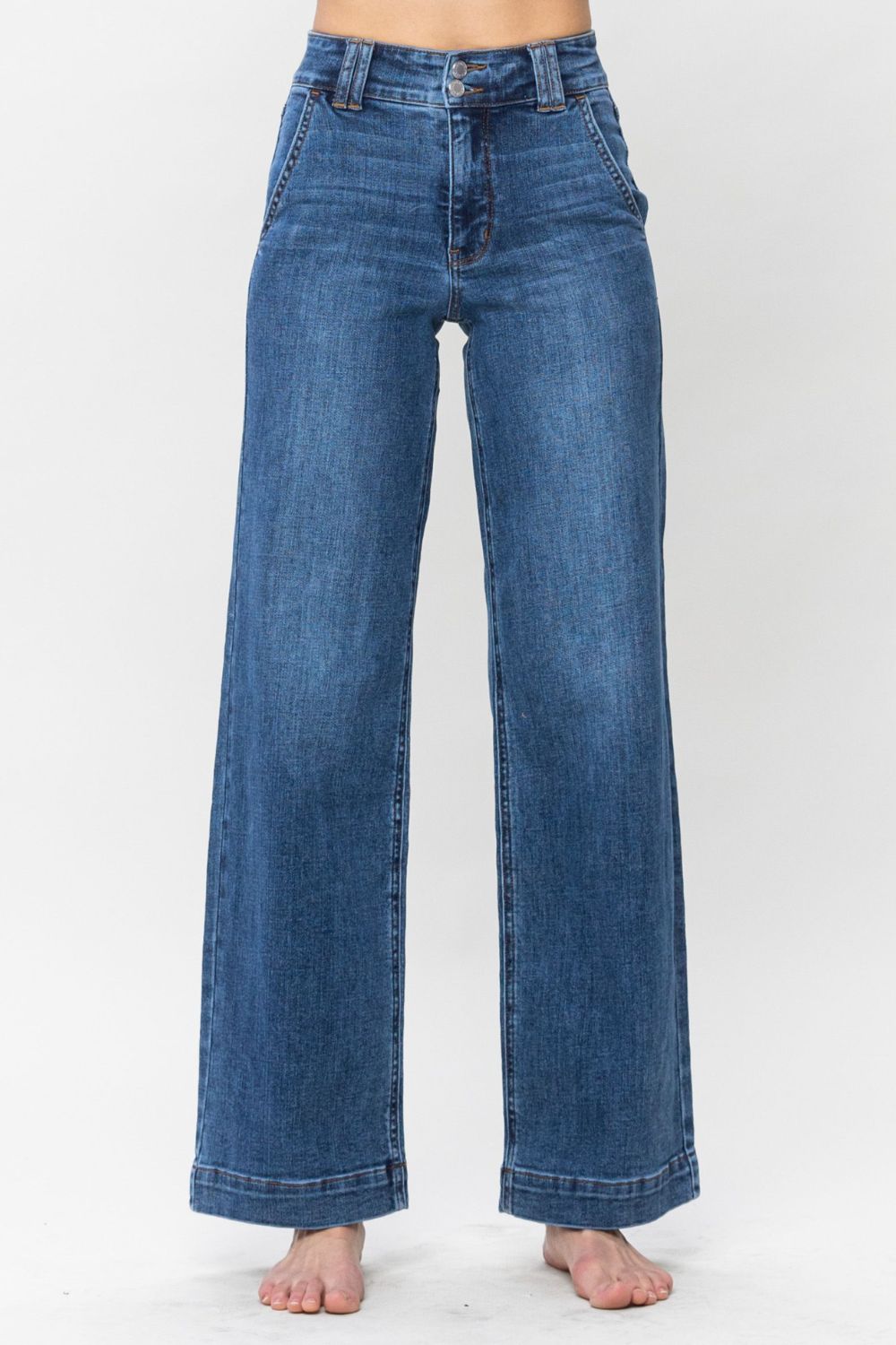 Judy Blue Full Size Double Button Wide Leg Jeans - Medium / 0(24)