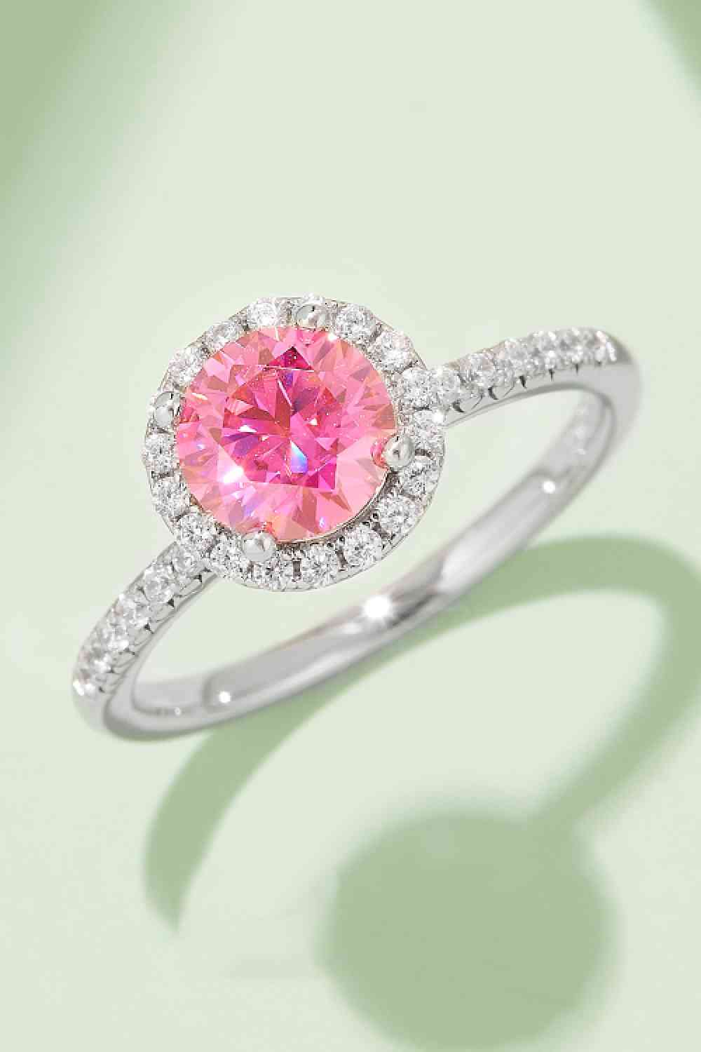 1 Carat Moissanite 925 Sterling Silver Halo Ring Hot Pink for a perfect OOTD – dress to impress outfits from Amexza