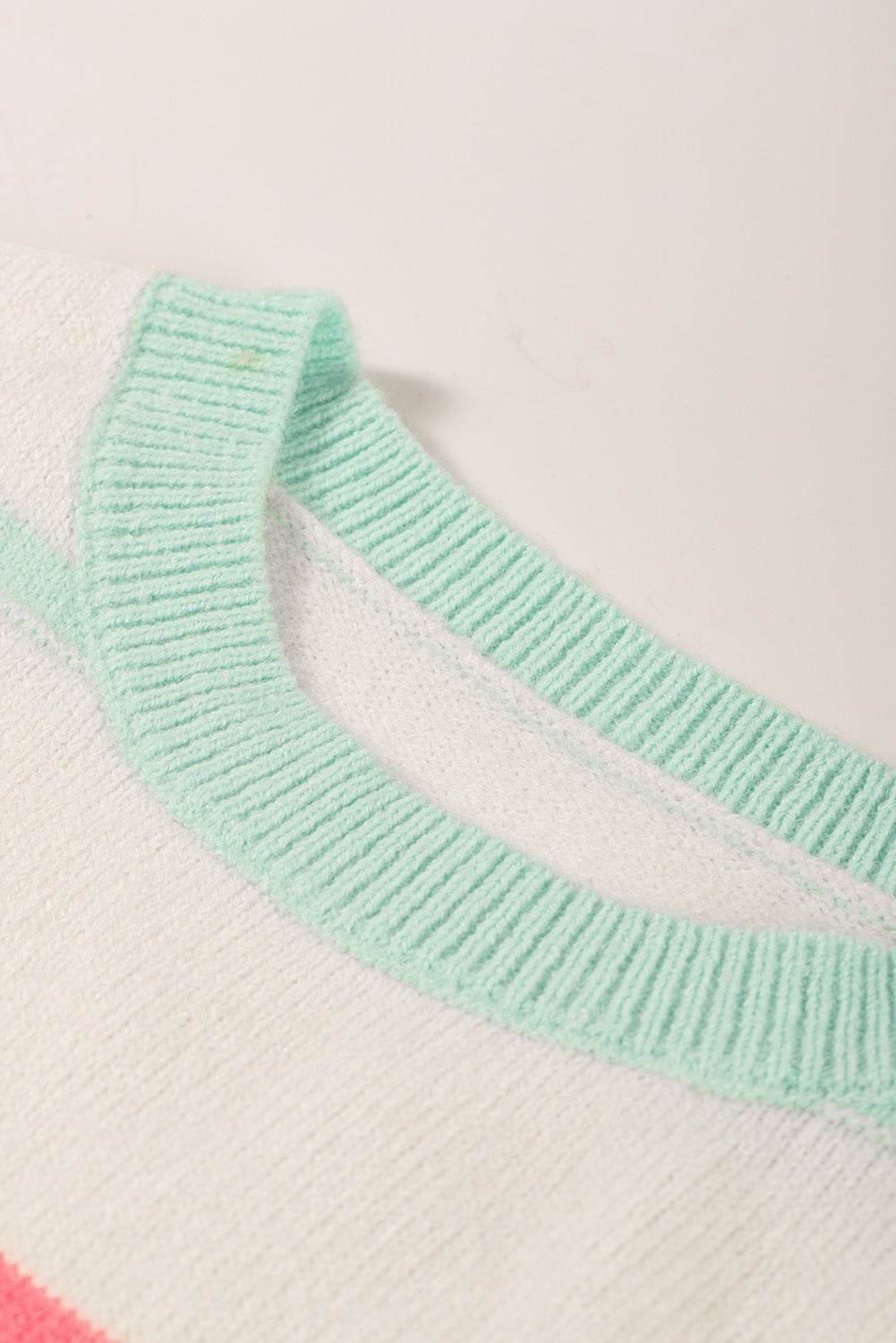 Contrast Striped Round Neck Drop Shoulder Sweater for a perfect OOTD – dress to impress outfits from Amexza