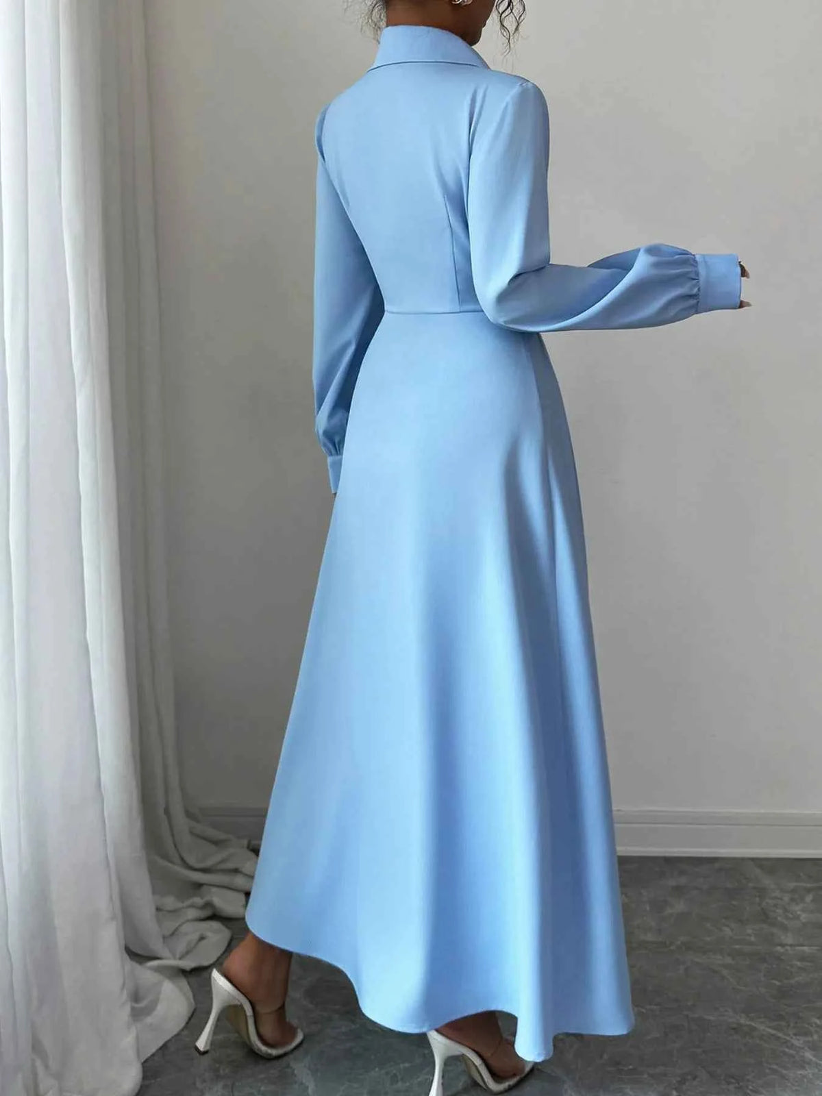 Button-Front Maxi Shirt Dress