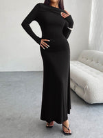 Devine Ruched Long Sleeve Maxi Dress - Amexza